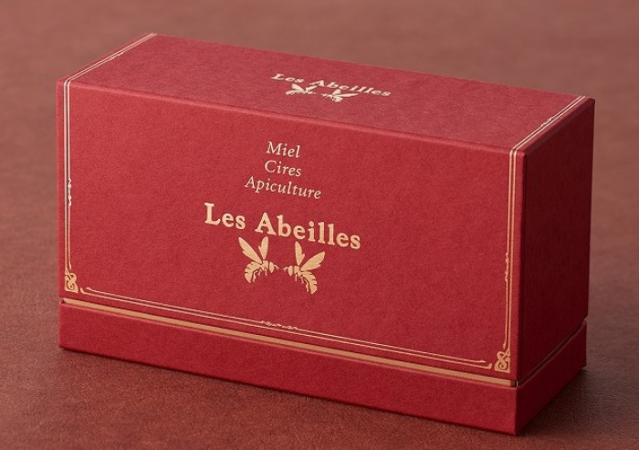 ギフト用【 化粧箱 】金箔ロゴ入 (ハチミツ100g ×3瓶用) +手提げ袋付